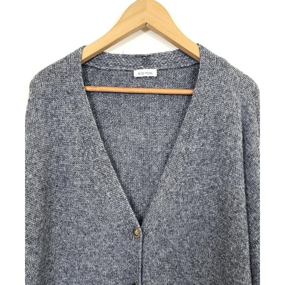 Ella Moss Womens Button Up Cardigan Sweater Size XL Gray Cozy Lounge Relaxed